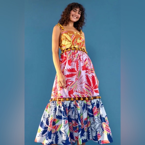 Farm Rio NWT Birds & Beads Maxi Dress - Picture 3 of 14